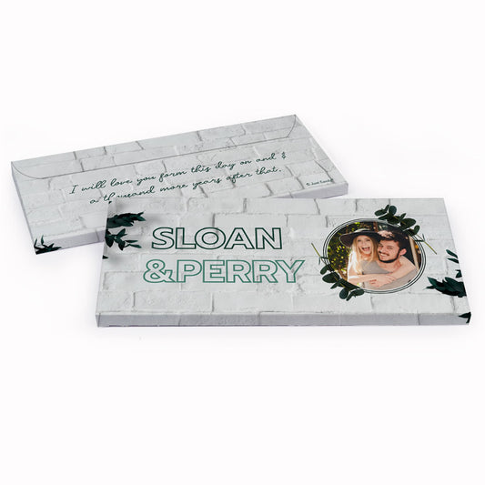 Deluxe Personalized Wedding Contemporary Foliage Candy Bar Cover