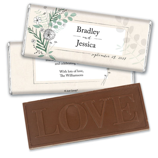 Personalized Wedding Romantic Flora Embossed Chocolate Bar & Wrapper