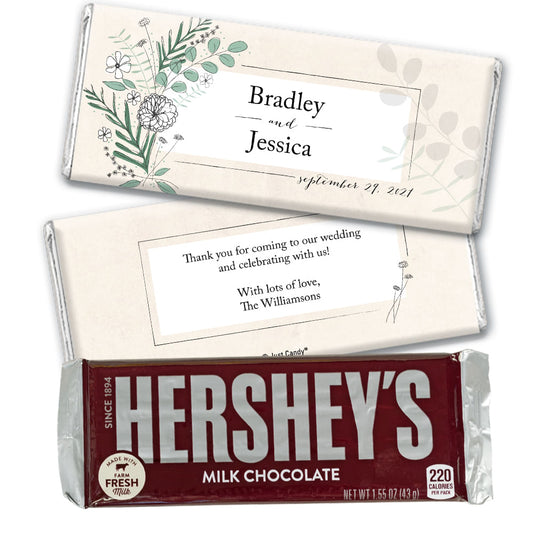 Personalized Wedding Romantic Flora Hershey's Milk Chocolate Bar & Wrapper