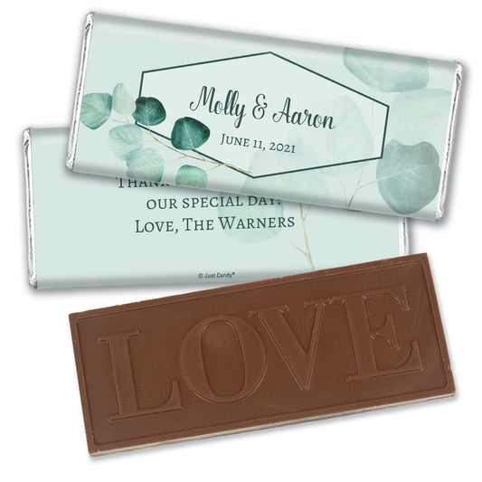 Personalized Wedding Peaceful Eucalyptus Embossed Chocolate Bar