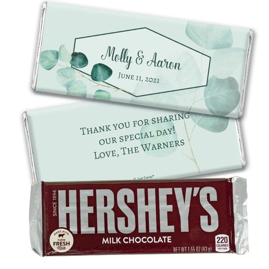 Personalized Wedding Peaceful Eucalyptus Hershey's Milk Chocolate Bar & Wrapper