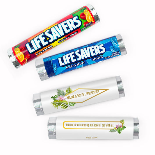 Personalized Wedding Floral Glam Lifesavers Rolls (20 Rolls)