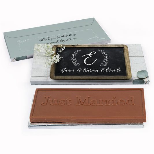 Deluxe Personalized Wedding Chalkboard Lettering Chocolate Bar in Gift Box