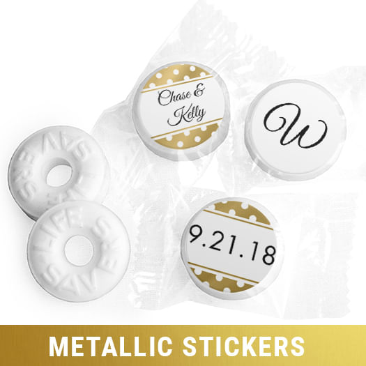 Personalized Metallic Wedding Polka Dots Life Savers Mints (300 Pack)