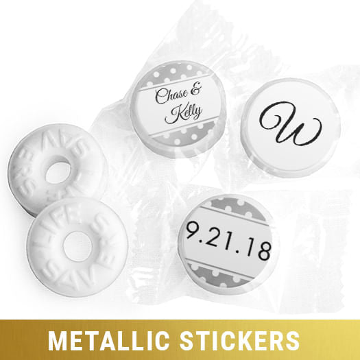 Personalized Metallic Wedding Polka Dots Life Savers Mints (300 Pack)