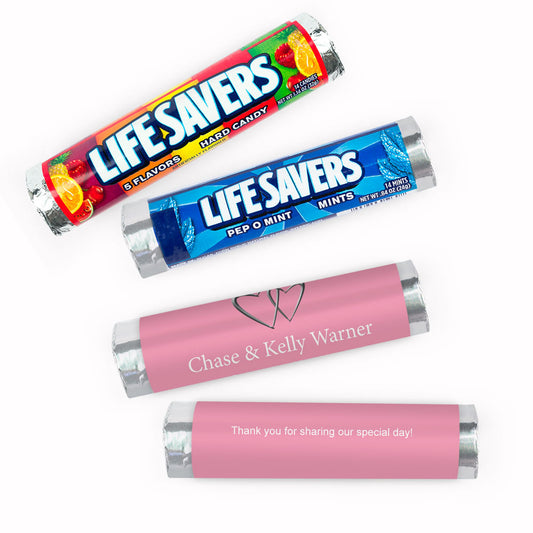 Personalized Wedding Locked Swept Lifesavers Rolls (20 Rolls)