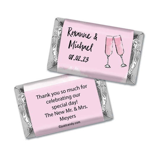 Personalized Champagne Wedding Celebration Pink Hershey's Miniatures