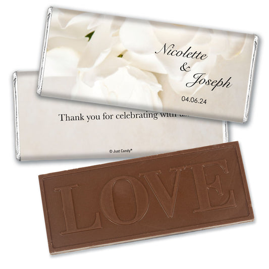 Wedding Favor Personalized Embossed Chocolate Bar Rose Petals