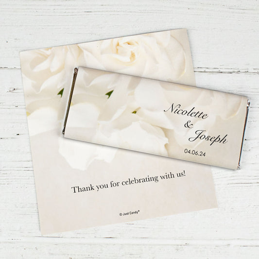 Wedding Favor Personalized Chocolate Bar Wrappers Rose Petals