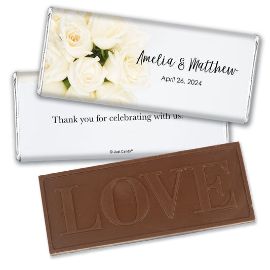 Wedding Favor Personalized Embossed Chocolate Bar Timeless Roses