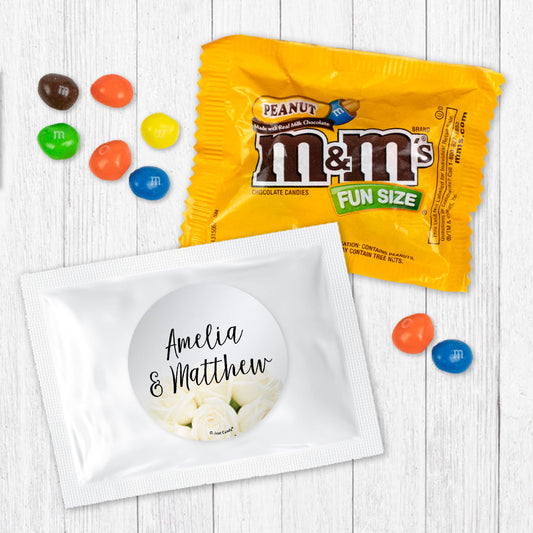 Personalized Wedding Timeless Roses Peanut M&Ms Favor Bag