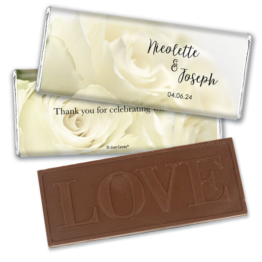 Wedding Favor Personalized Embossed Chocolate Bar White Rose