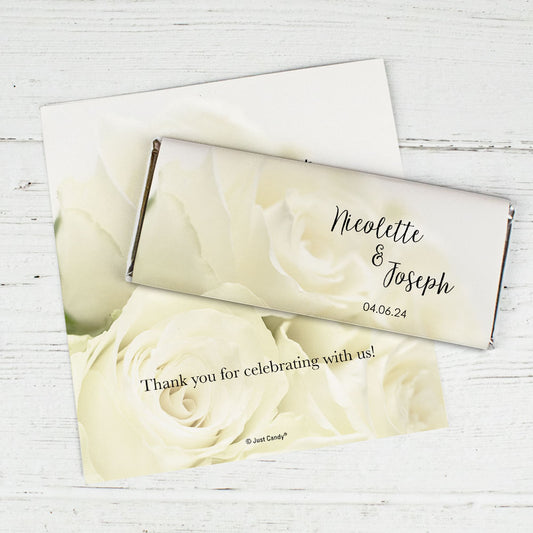 Wedding Favor Personalized Chocolate Bar Wrappers White Rose