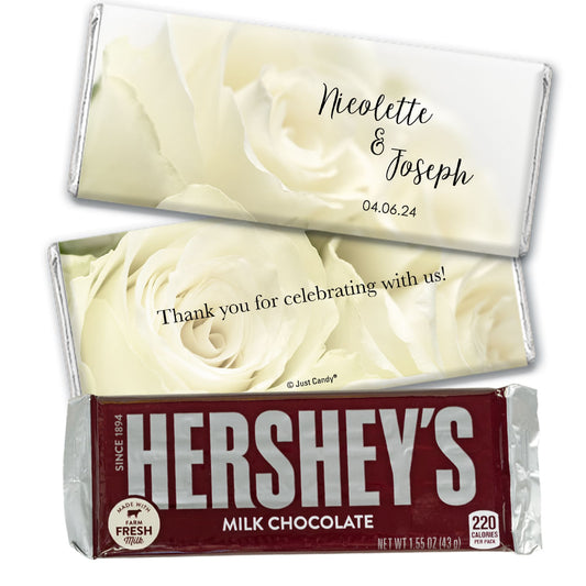 Wedding Favor Personalized Hershey's Milk Chocolate Bar White Rose