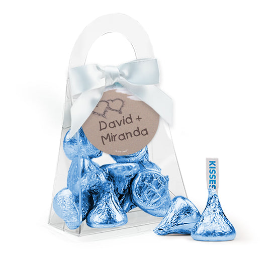 Personalized Wedding Reception Favor Purse with Hershey's Kisses and Bow with Gift Tag