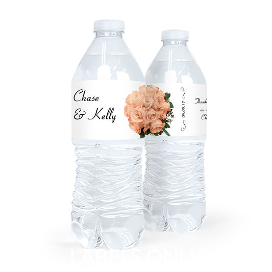 Personalized Wedding Flower Bouquets Water Bottle Sticker Labels (5 Labels)