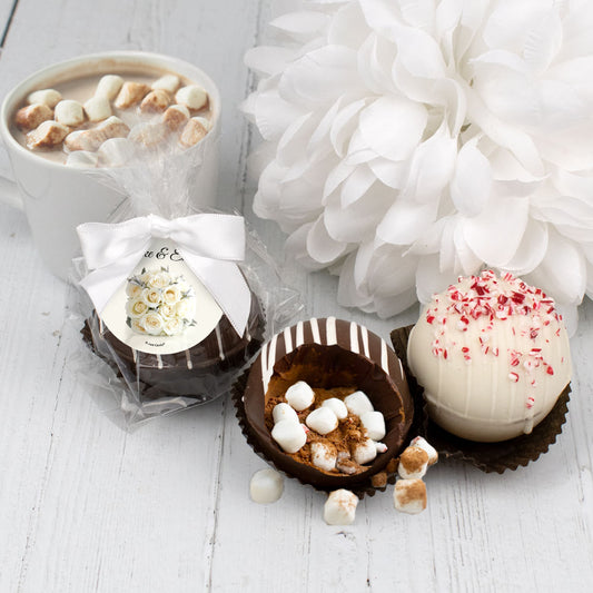 Personalized Wedding Hot Chocolate Bomb - White Roses