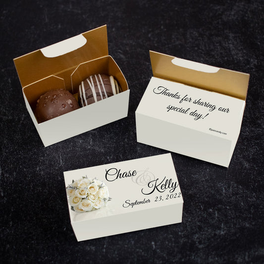 Personalized Truffle Wedding Favors White Flowers - 2 pcs