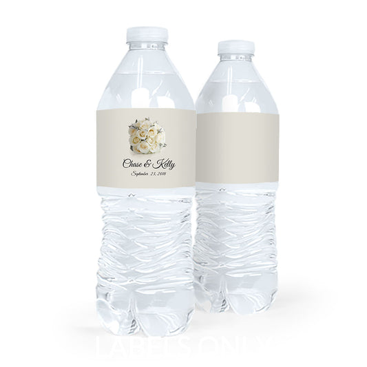 Personalized Wedding Floral Bouquet Water Bottle Labels (5 Labels)