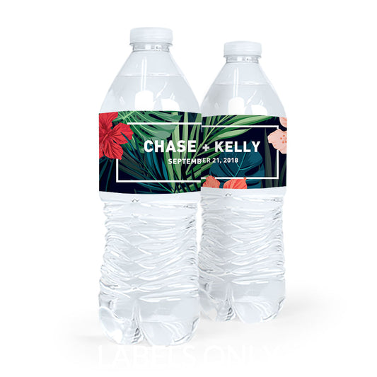 Personalized Wedding Tropics Water Bottle Sticker Labels (5 Labels)