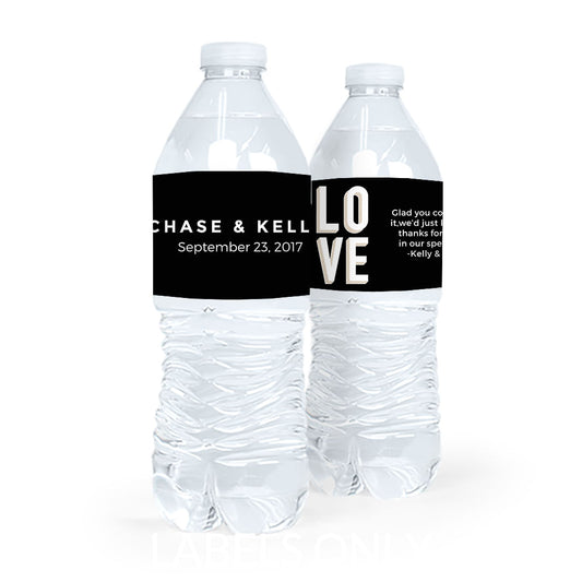 Personalized Wedding Bold Love Water Bottle Sticker Labels (5 Labels)