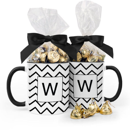 Personalized Wedding Chevron 11oz Mug with Hershey's Kisses