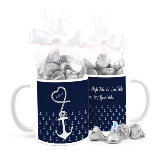 Personalized Wedding Anchors 11oz Mug with Hershey's Kisses