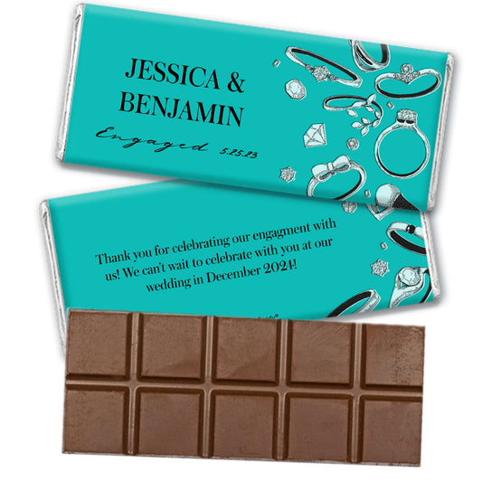 Personalized Diamond Bling Belgian Chocolate Bar Engagement Favors