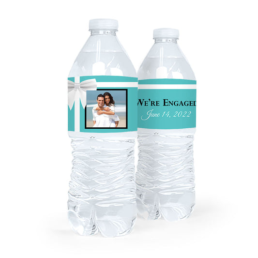 Personalized Engagement Tiffany Style Water Bottle Sticker Labels (5 Labels)