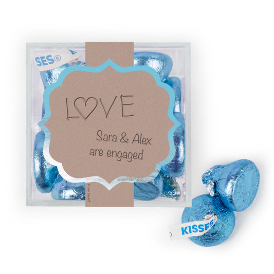 Personalized Wedding Engagement Love in the Sand JUST CANDY® favor cube with Hershey's Kisses