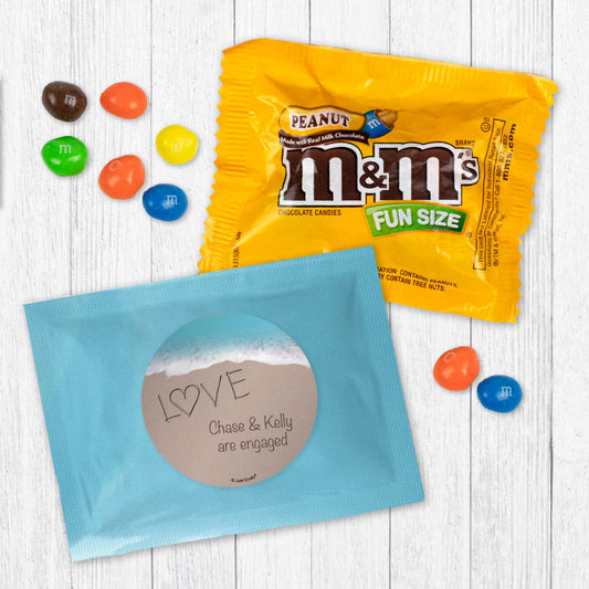 Personalized Engagement Hearts in the Sand Peanut M&Ms