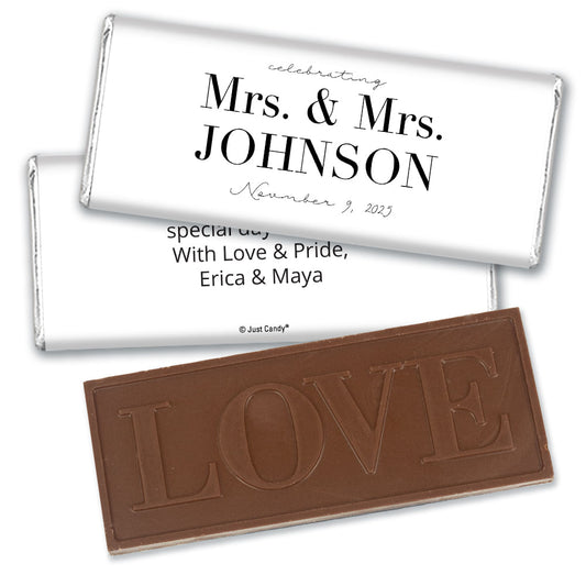 Personalized Lesbian Wedding To Become One Embossed Chocolate Bar