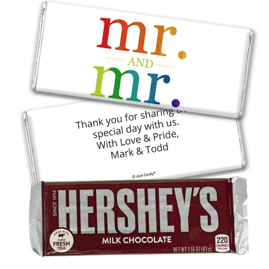 Personalized Gay Wedding Mr. & Mr. Rainbow Hershey's Milk Chocolate Bar & Wrapper