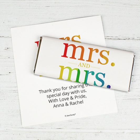 Personalized Lesbian Wedding Mrs. & Mrs. Rainbow Chocolate Bar Wrappers Only