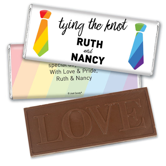 Personalized LGBT Wedding Tying the Knot Embossed Chocolate Bar