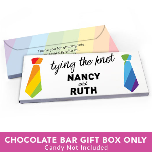 Deluxe Personalized LGBT Wedding Tying the Knot Candy Bar Favor Box