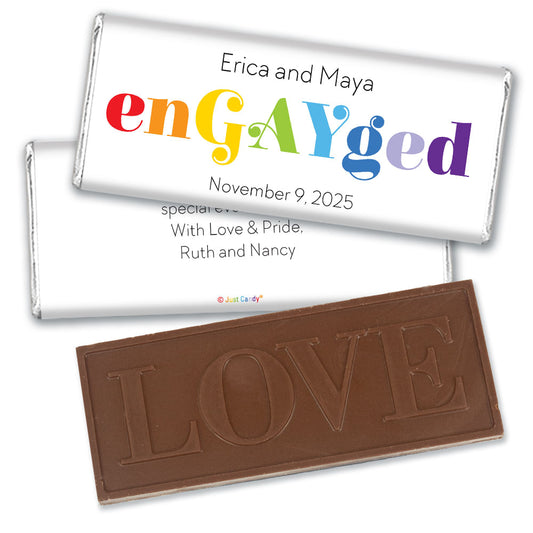 Personalized LGBT Wedding We're enGAYged Embossed Chocolate Bar