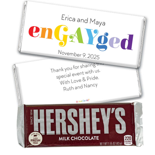 Personalized LGBT Wedding We're enGAYged Hershey's Milk Chocolate Bar & Wrapper