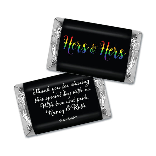 Personalized Lesbian Wedding Hers & Hers Rainbow Mini Wrappers Only