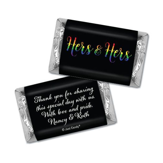 Personalized Lesbian Wedding Hers & Hers Rainbow Hershey's Miniatures