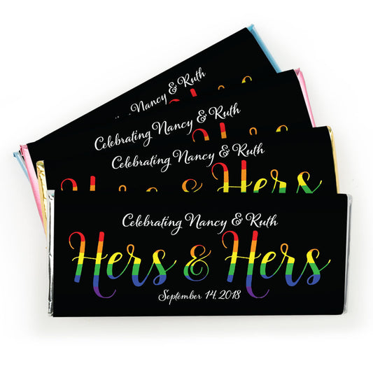 Personalized Lesbian Wedding Hers & Hers Rainbow Hershey's Milk Chocolate Bar & Wrapper