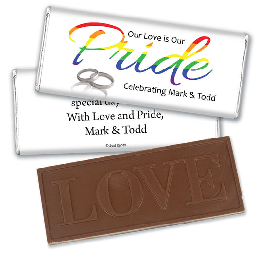 Personalized LGBT Wedding Love & Pride Embossed Chocolate Bar