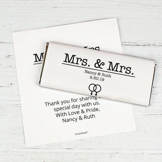 Personalized Lesbian Wedding Mrs. & Mrs. Chocolate Bar Wrappers Only