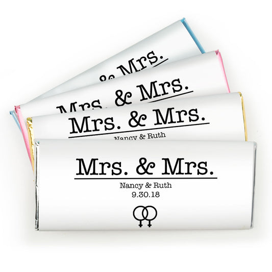 Personalized Lesbian Wedding Mrs. & Mrs. Hershey's Milk Chocolate Bar & Wrapper