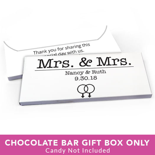 Deluxe Personalized Lesbian Wedding Mrs. & Mrs. Candy Bar Favor Box