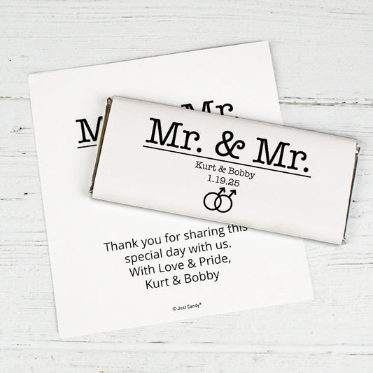 Personalized Gay Wedding Mr. & Mr. Chocolate Bar Wrappers Only