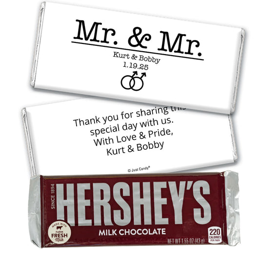 Personalized Gay Wedding Mr. & Mr. Hershey's Milk Chocolate Bar & Wrapper