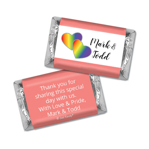 Personalized LGBT Wedding Rainbow Hearts Hershey's Miniatures