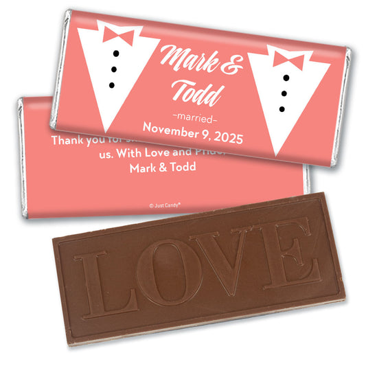 Personalized Gay Wedding Groom & Groom Embossed Chocolate Bar