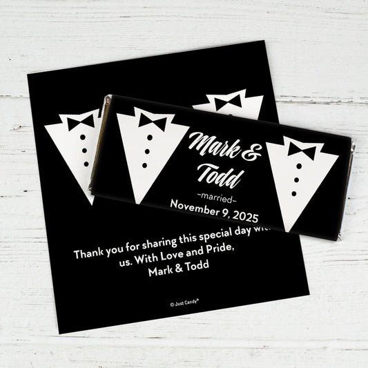 Personalized Gay Wedding Groom & Groom Chocolate Bar Wrappers Only